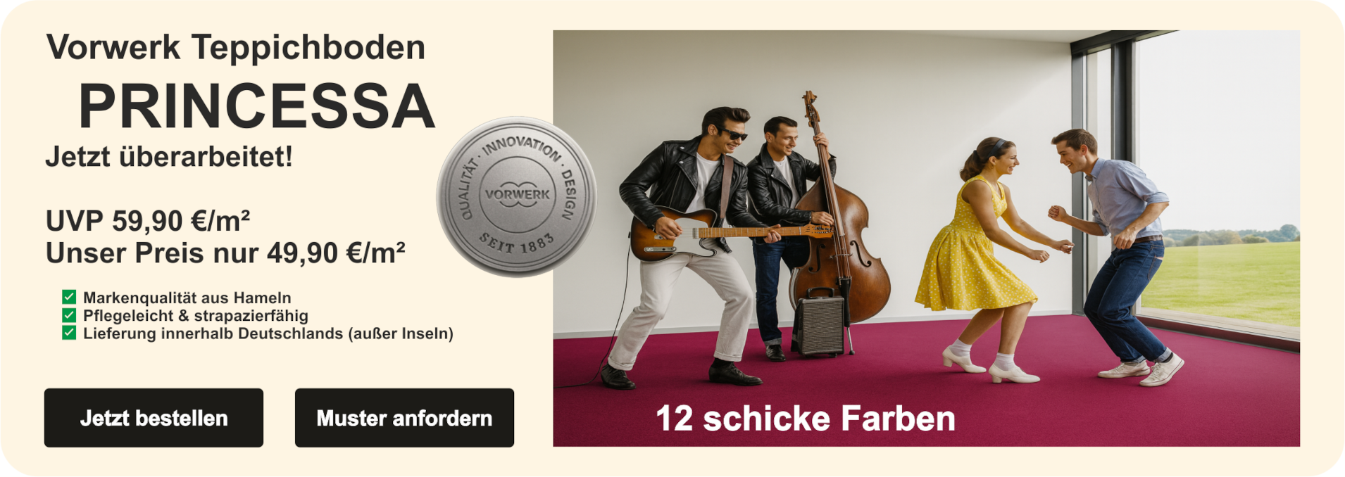 „Kategoriebild Vorwerk Princessa Teppichboden ab 5 m² , Querformat“